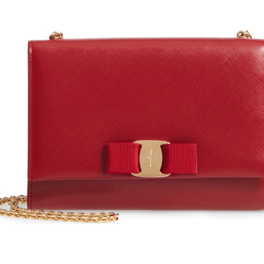Salvatore Ferragamo Ginny Crossbody Bag Saffiano Leather Small